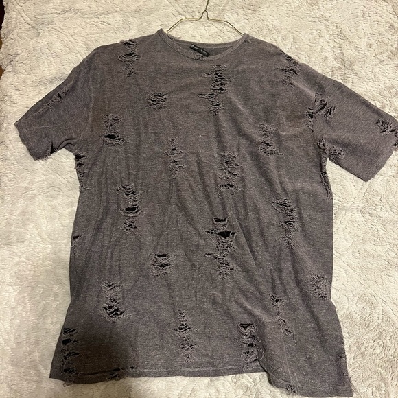 Zara size Small t shirt with (intentional) holes. fits oversized like a Large - Picture 1 of 1